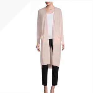 Donna Karan Open Front Long Sleeve Linen Cardigan Womens Size Large Peach